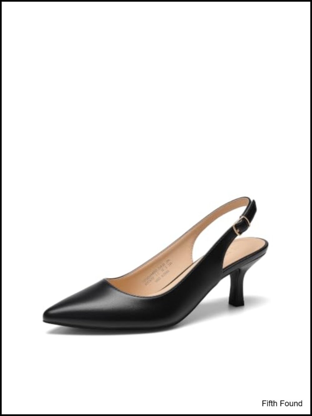 Women's Kitten Slingback Pumps Pointed Toe Faux Leather Heels